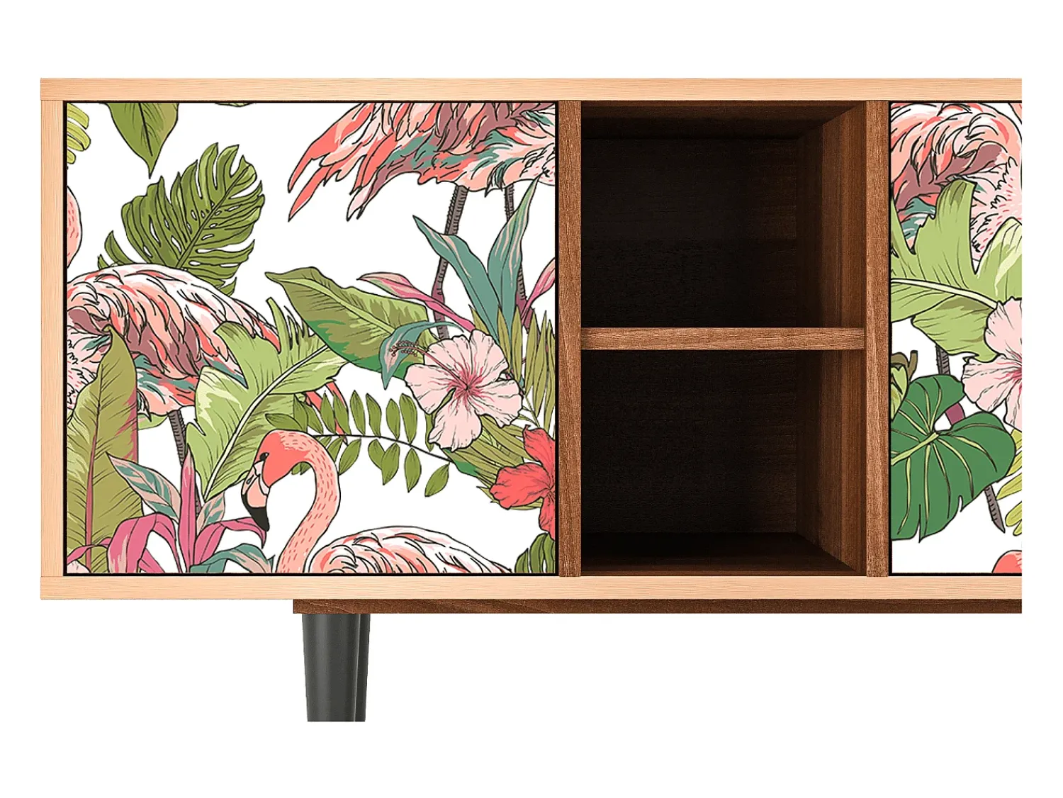 Móvel De Tv| Mueble de TV - 150х69х41 cm - T5 - Sweet Flamingo, Nogueira Castanho