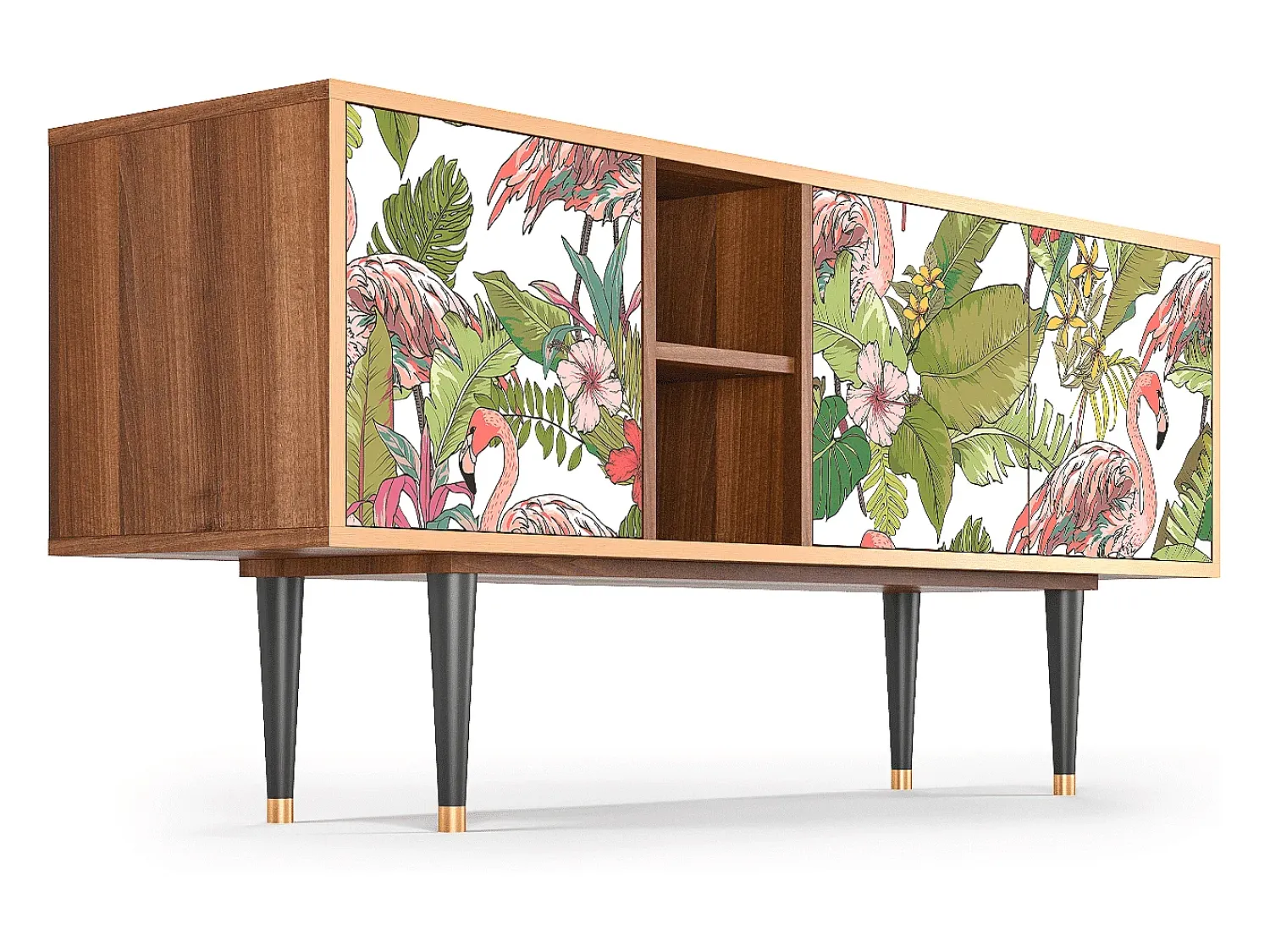 Móvel De Tv| Mueble de TV - 150х69х41 cm - T5 - Sweet Flamingo, Nogueira Castanho