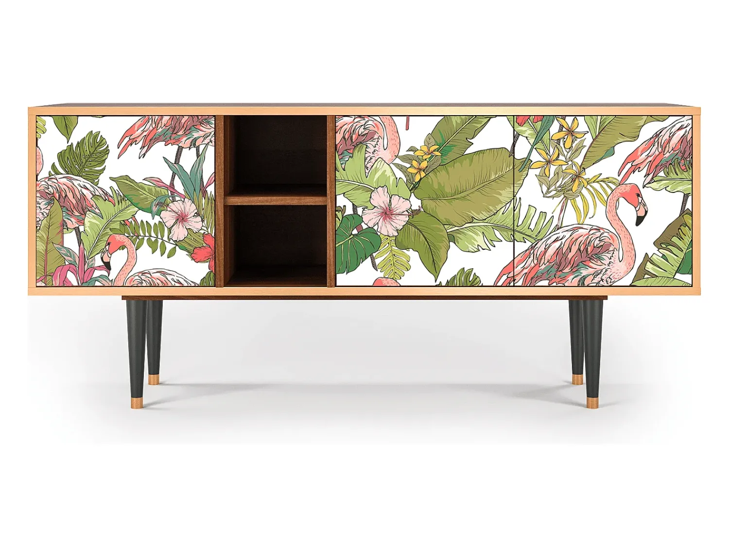 Móvel De Tv| Mueble de TV - 150х69х41 cm - T5 - Sweet Flamingo, Nogueira Castanho
