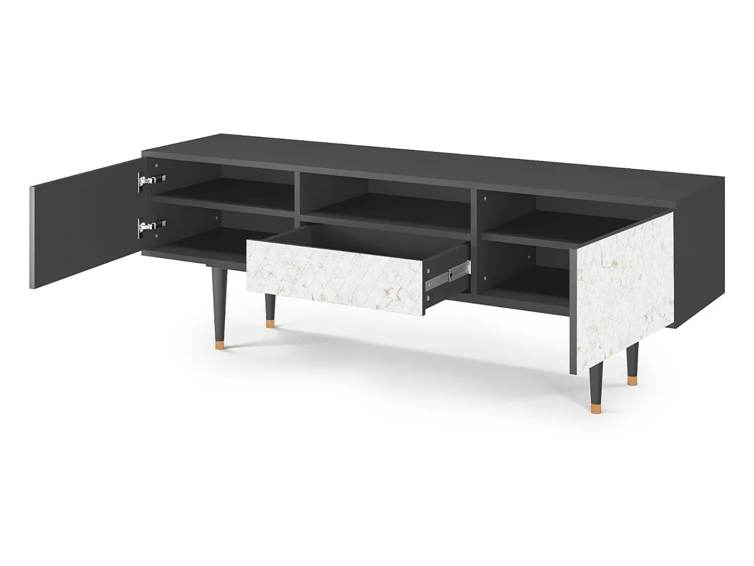 New Mueble de TV - 170х59х41 cm - T6 - Sweet Cotton, Antracite Cinza antracite