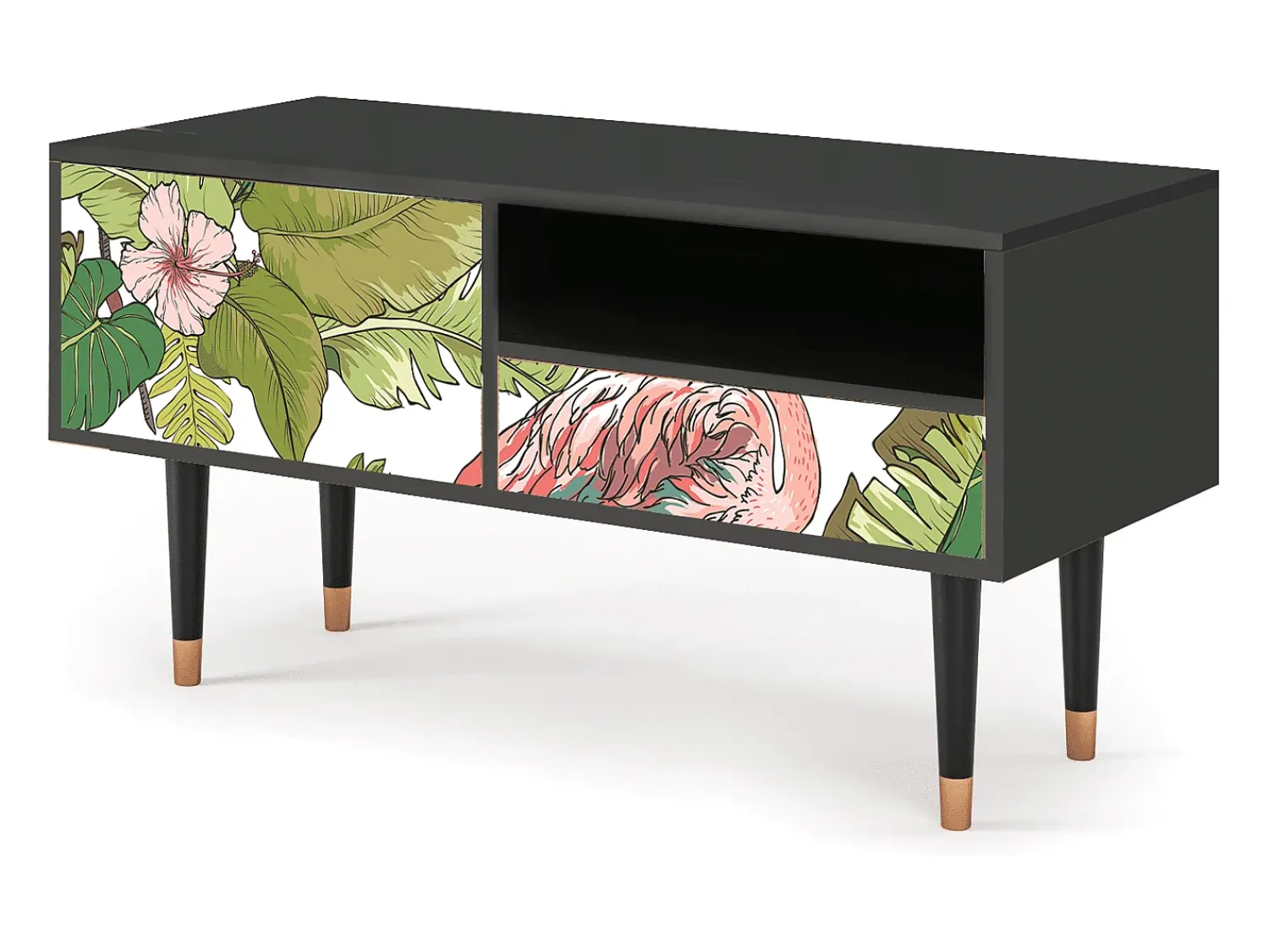 Móvel De Tv* Mueble de TV - 115х59х48 cm - T3 - Sweet Flamingo, Antracite Cinza antracite
