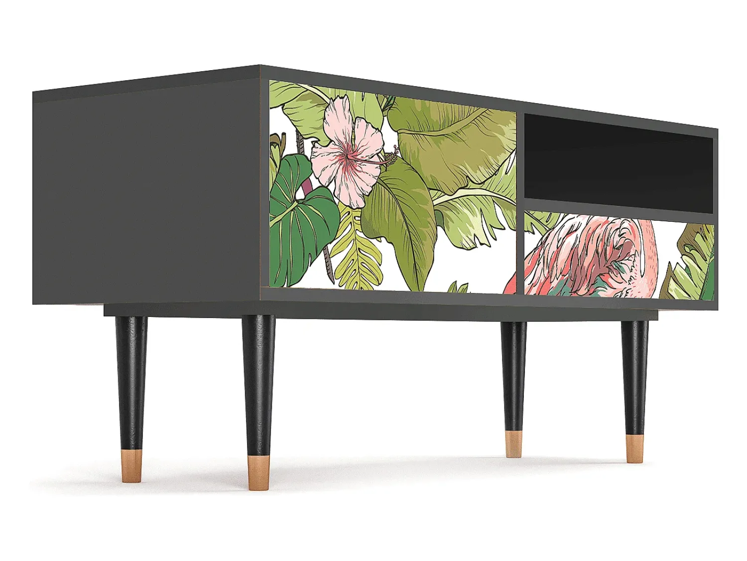 Móvel De Tv* Mueble de TV - 115х59х48 cm - T3 - Sweet Flamingo, Antracite Cinza antracite