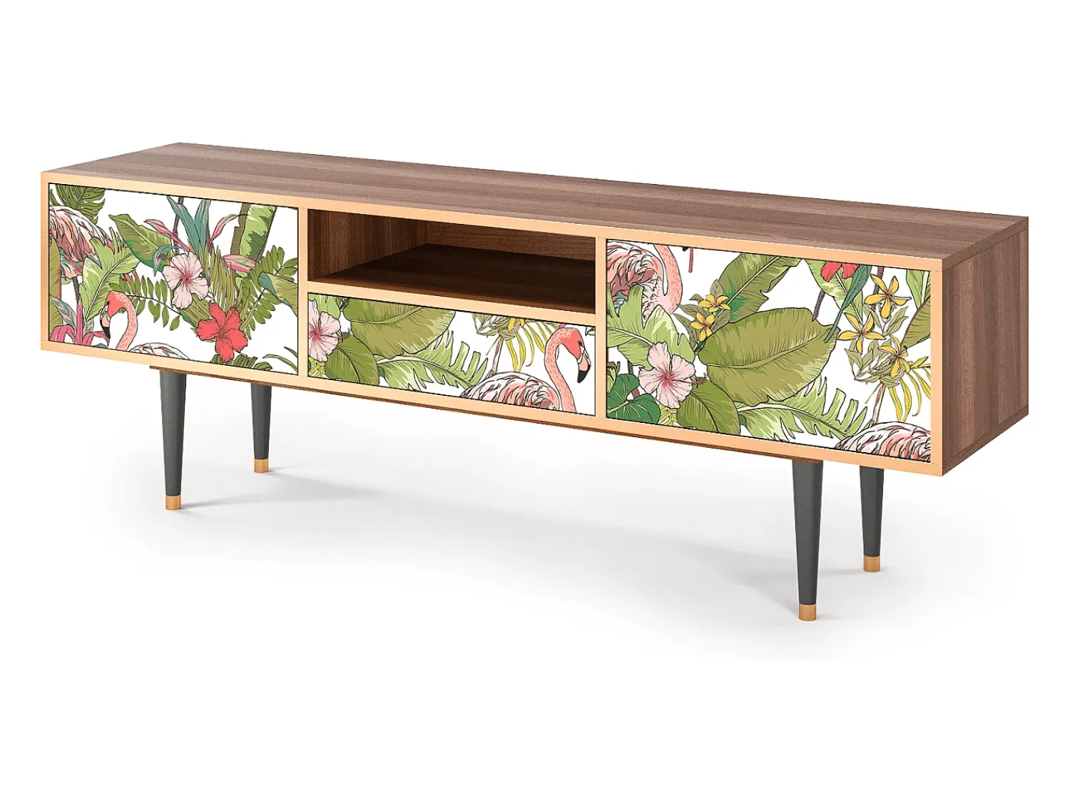 Móvel De Tv| Mueble de TV - 170х59х41 cm - T6 - Sweet Flamingo, Nogueira Castanho