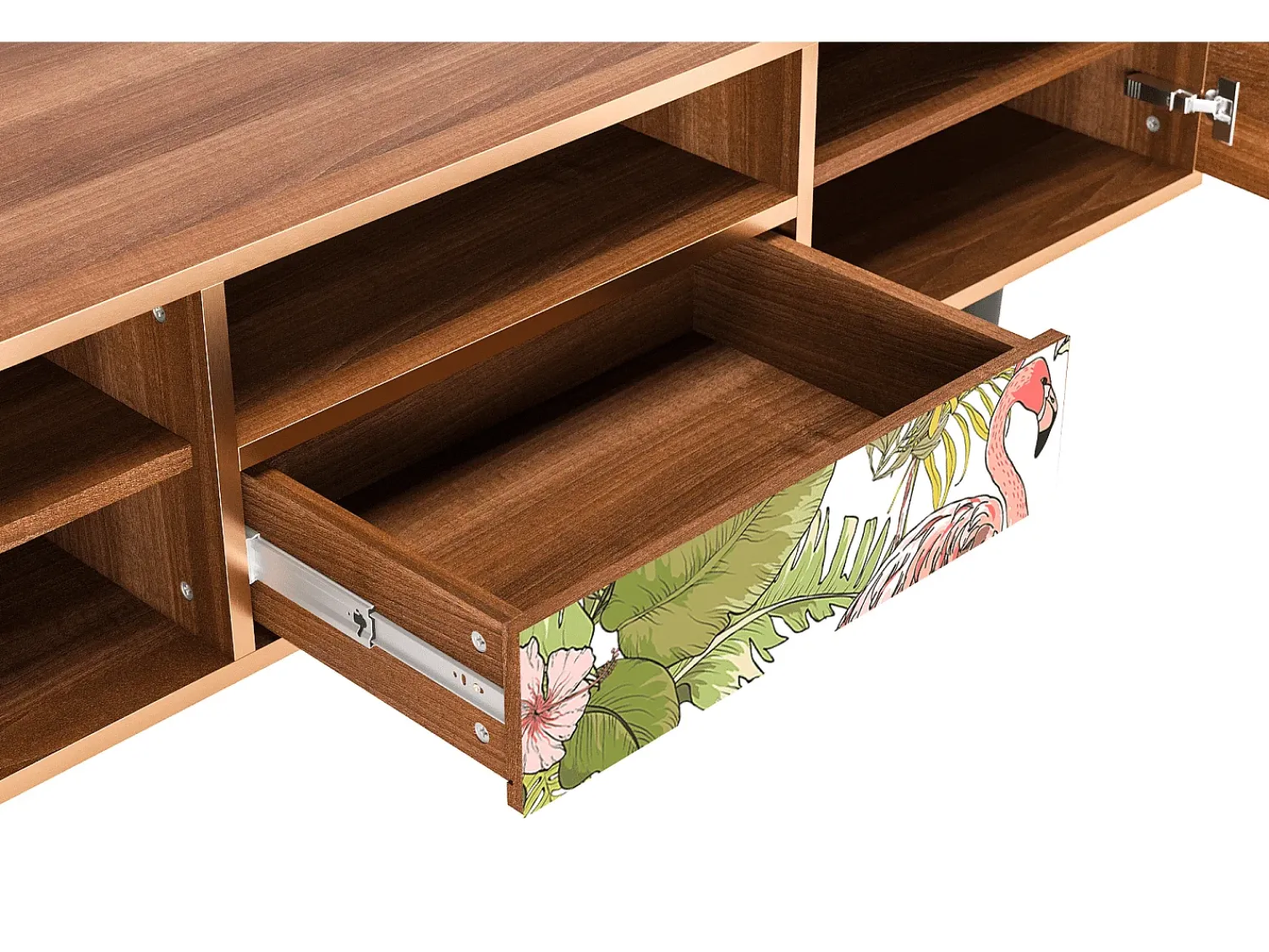 Móvel De Tv| Mueble de TV - 170х59х41 cm - T6 - Sweet Flamingo, Nogueira Castanho