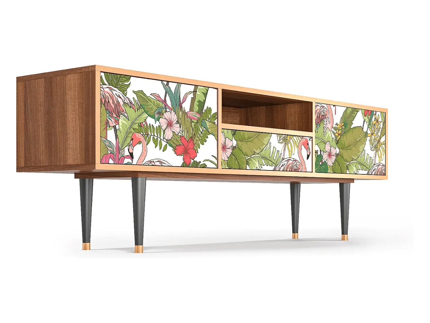 Móvel De Tv| Mueble de TV - 170х59х41 cm - T6 - Sweet Flamingo, Nogueira Castanho
