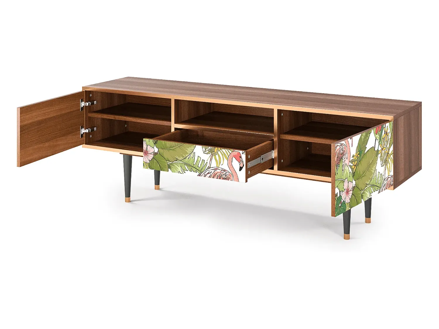 Móvel De Tv| Mueble de TV - 170х59х41 cm - T6 - Sweet Flamingo, Nogueira Castanho