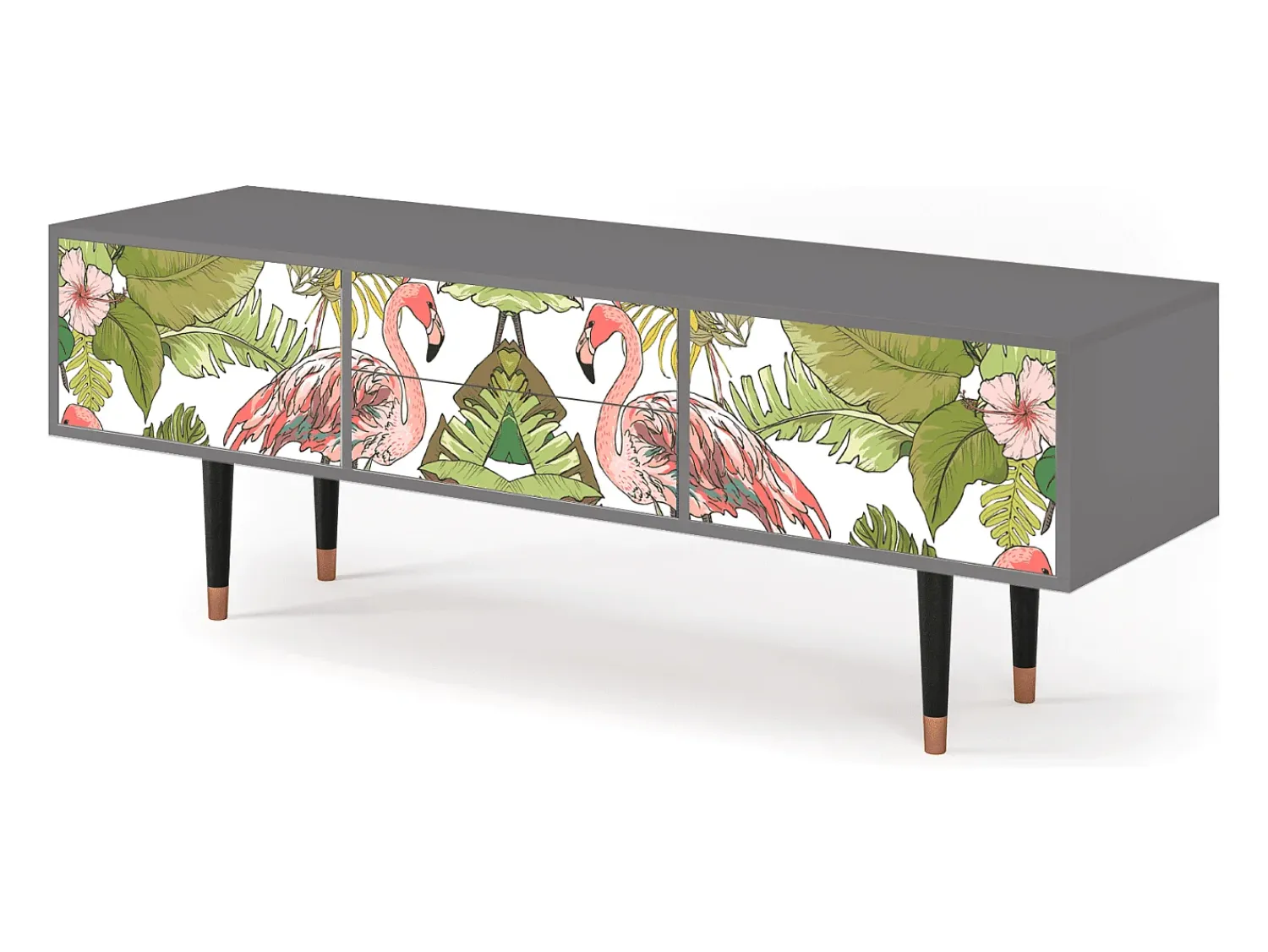 Móvel De Tv* Mueble de TV - 170х59х48 cm - T4 - Sweet Flamingo, Cinza Cinzento