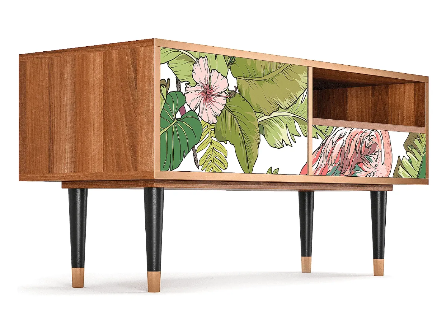 Mueble de TV - 115х59х48 cm - T3 - Sweet Flamingo, Nogueira^ Móvel De Tv