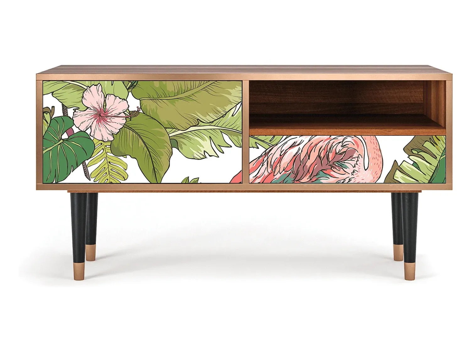 Mueble de TV - 115х59х48 cm - T3 - Sweet Flamingo, Nogueira^ Móvel De Tv