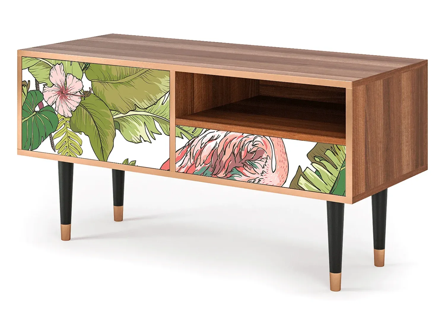 Mueble de TV - 115х59х48 cm - T3 - Sweet Flamingo, Nogueira^ Móvel De Tv