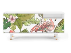 Móvel De Tv| Mueble de TV - 125х56х41 cm - T7 - Sweet Flamingo, Branco Bege