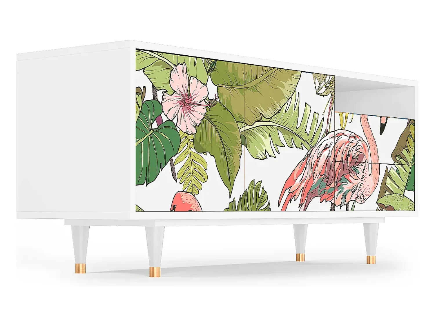 Móvel De Tv| Mueble de TV - 125х56х41 cm - T7 - Sweet Flamingo, Branco Bege
