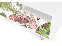 Móvel De Tv| Mueble de TV - 125х56х41 cm - T7 - Sweet Flamingo, Branco Bege