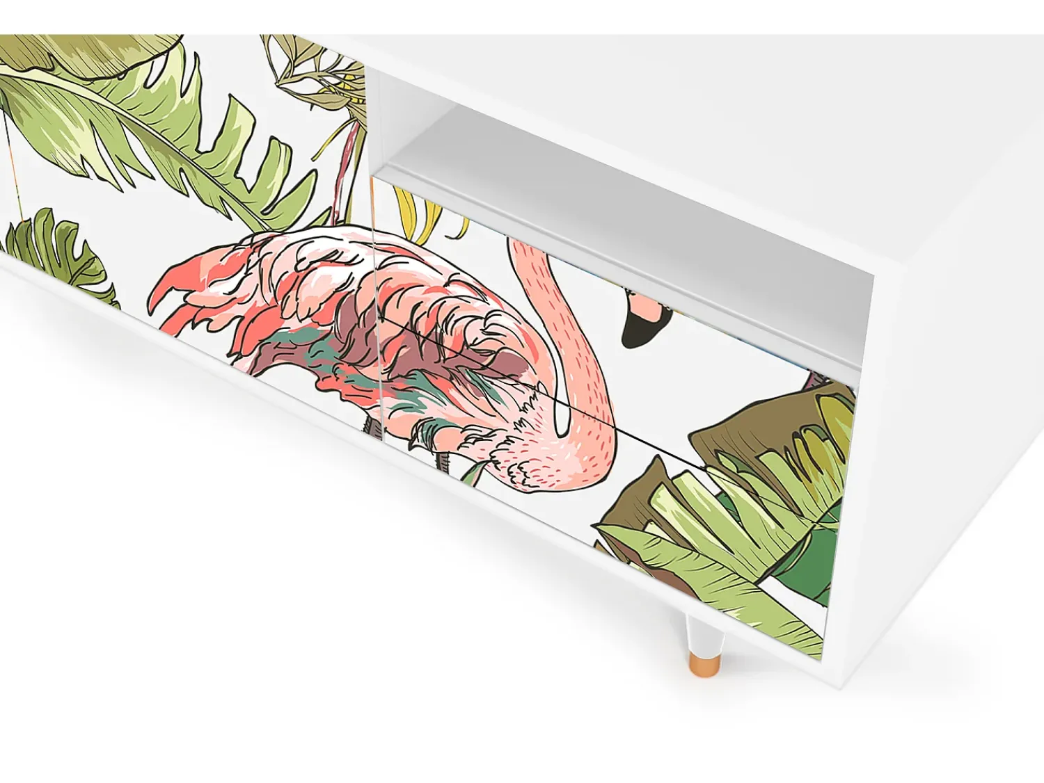 Móvel De Tv| Mueble de TV - 125х56х41 cm - T7 - Sweet Flamingo, Branco Bege