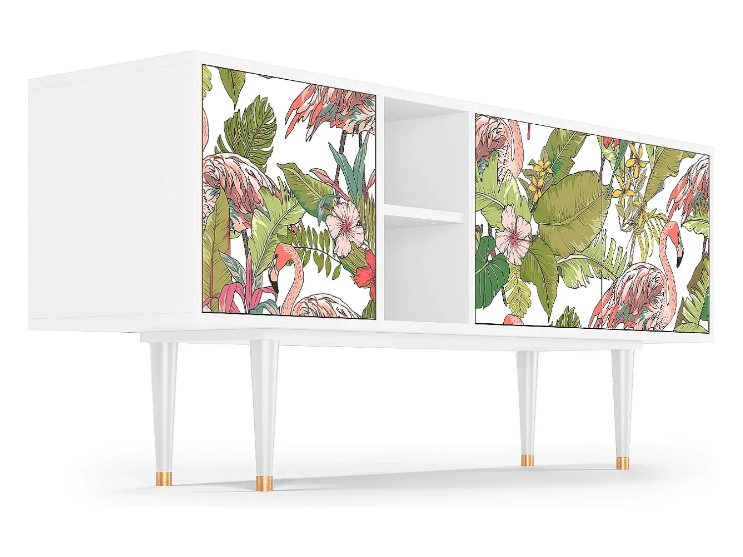 Clearance Mueble de TV - 150х69х41 cm - T5 - Sweet Flamingo, Branco Bege