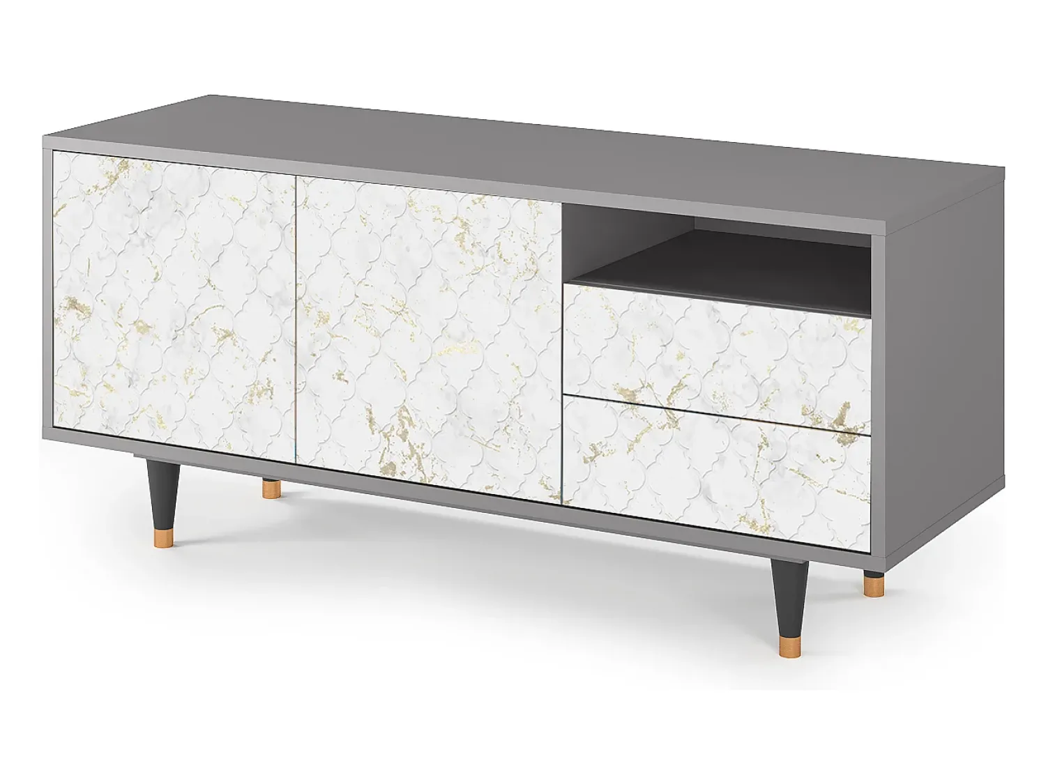 Clearance Mueble de TV - 125х56х41 cm - T7 - Sweet Cotton, Cinza Cinzento