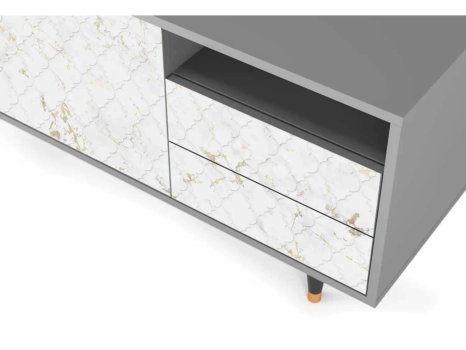 Clearance Mueble de TV - 125х56х41 cm - T7 - Sweet Cotton, Cinza Cinzento