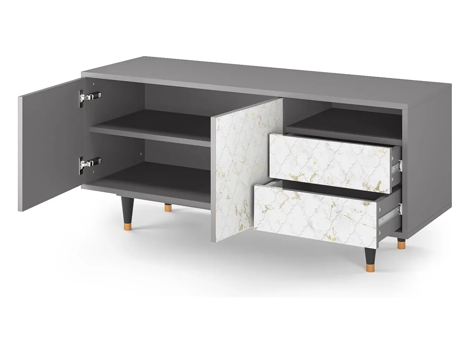 Clearance Mueble de TV - 125х56х41 cm - T7 - Sweet Cotton, Cinza Cinzento