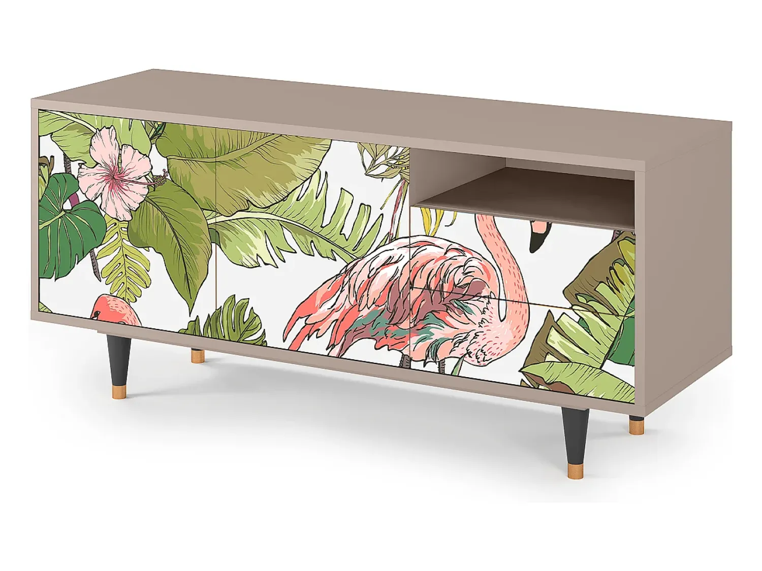 Móvel De Tv* Mueble de TV - 125х56х41 cm - T7 - Sweet Flamingo, Latte Bege