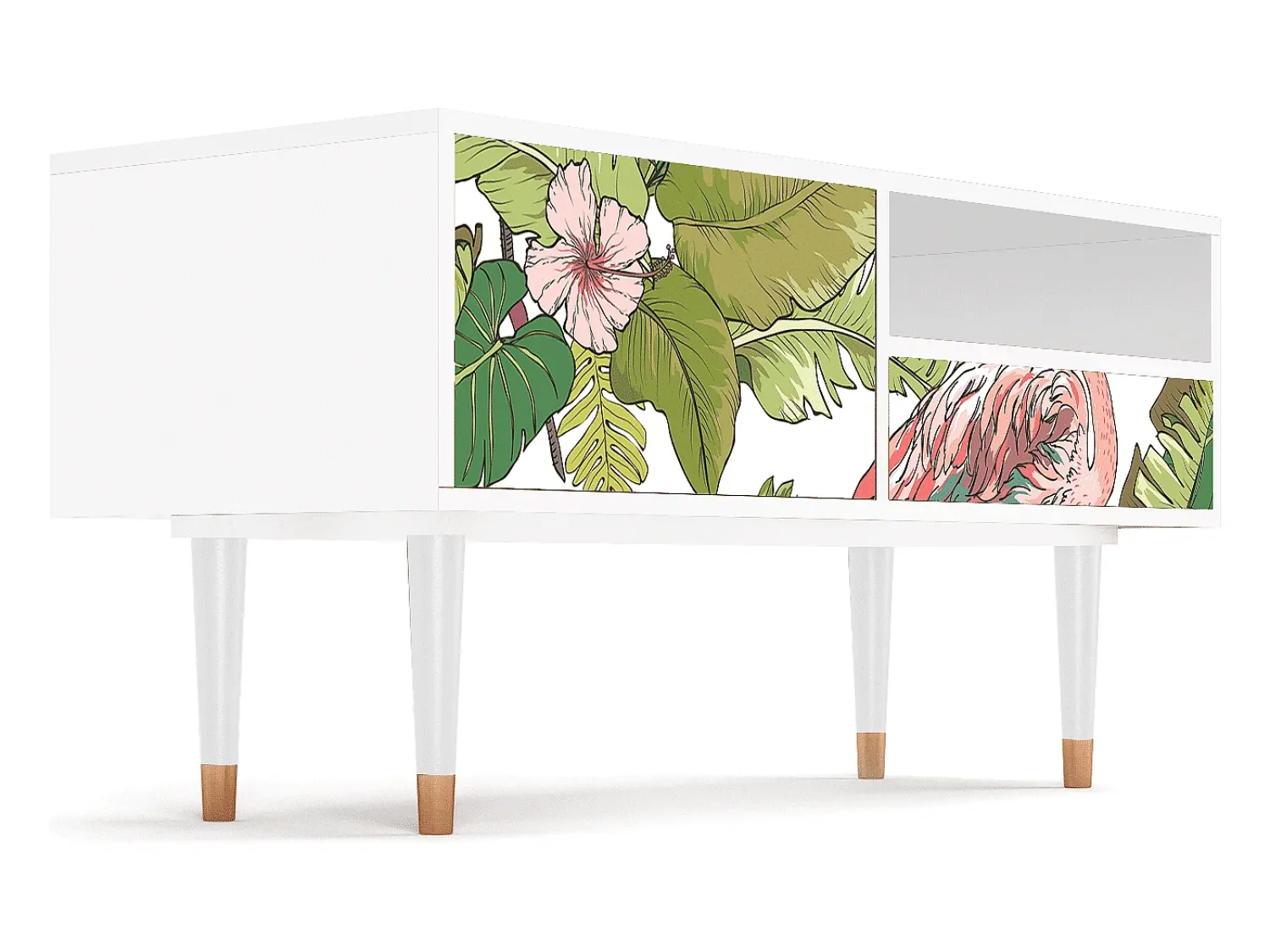 Móvel De Tv| Mueble de TV - 115х59х48 cm - T3 - Sweet Flamingo, Branco Bege