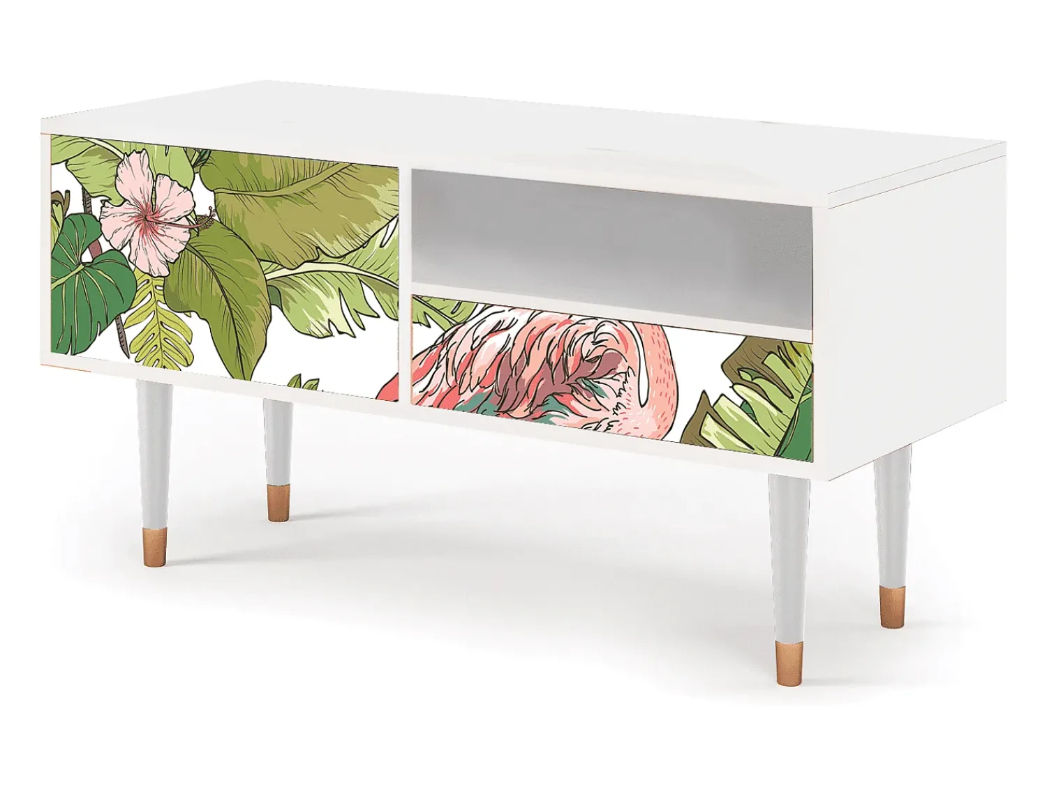 Móvel De Tv| Mueble de TV - 115х59х48 cm - T3 - Sweet Flamingo, Branco Bege
