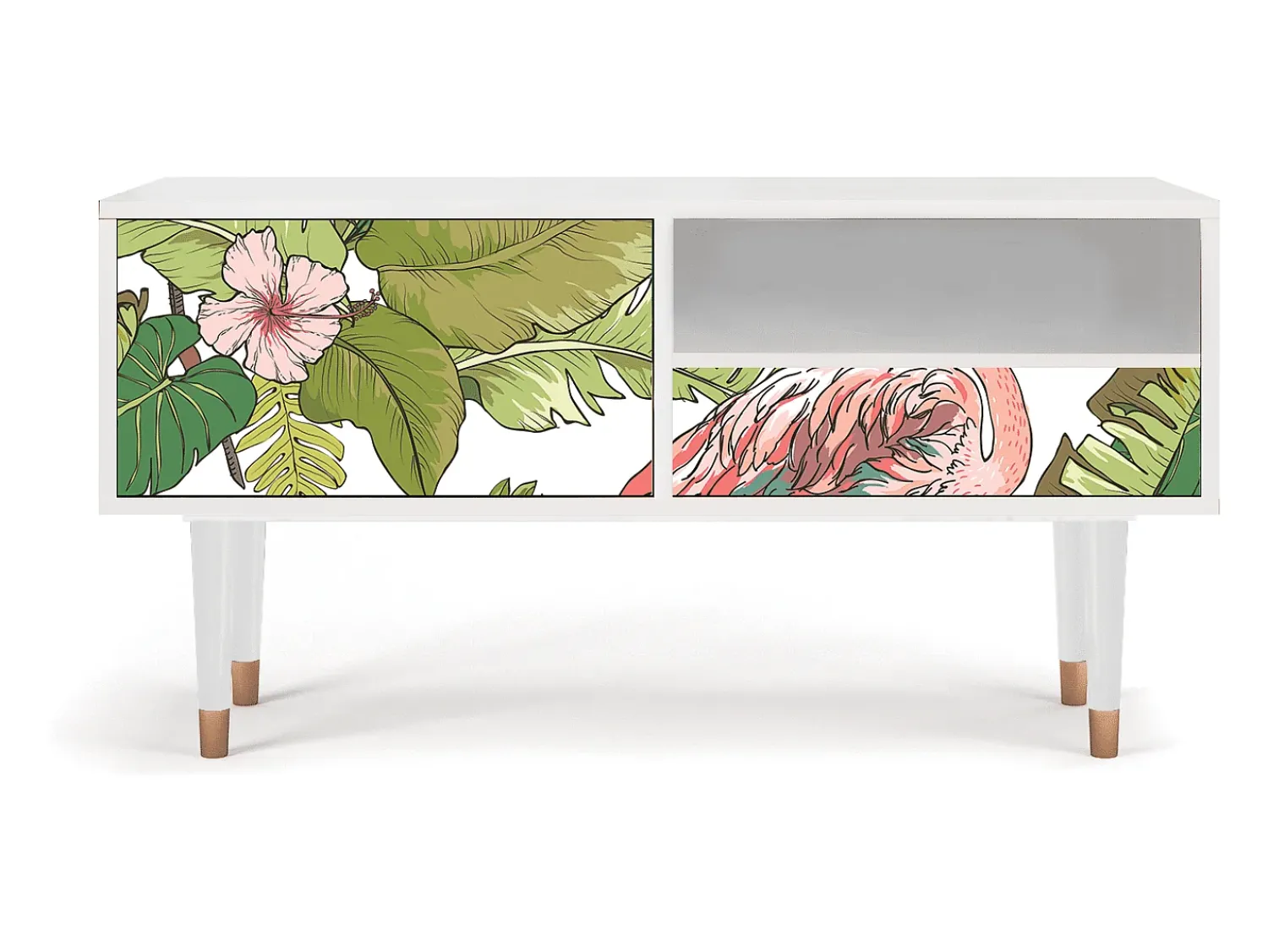 Móvel De Tv| Mueble de TV - 115х59х48 cm - T3 - Sweet Flamingo, Branco Bege