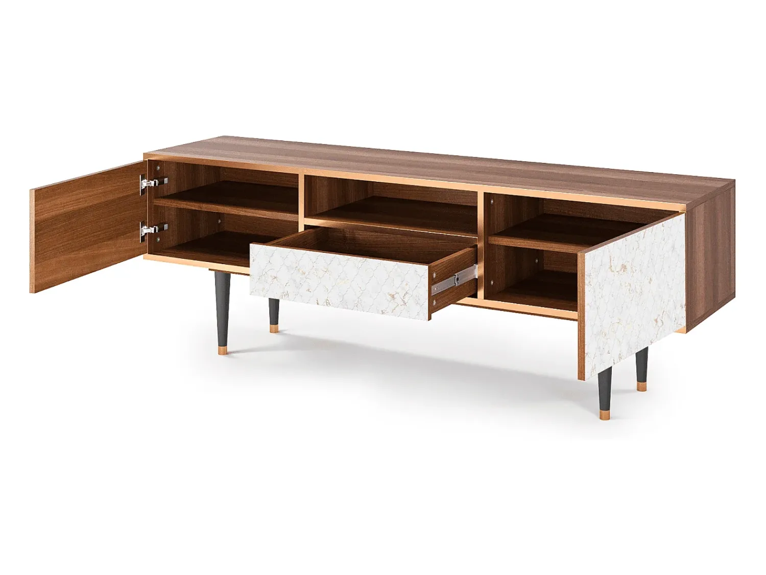 Hot Mueble de TV - 170х59х41 cm - T6 - Sweet Cotton, Nogueira Castanho