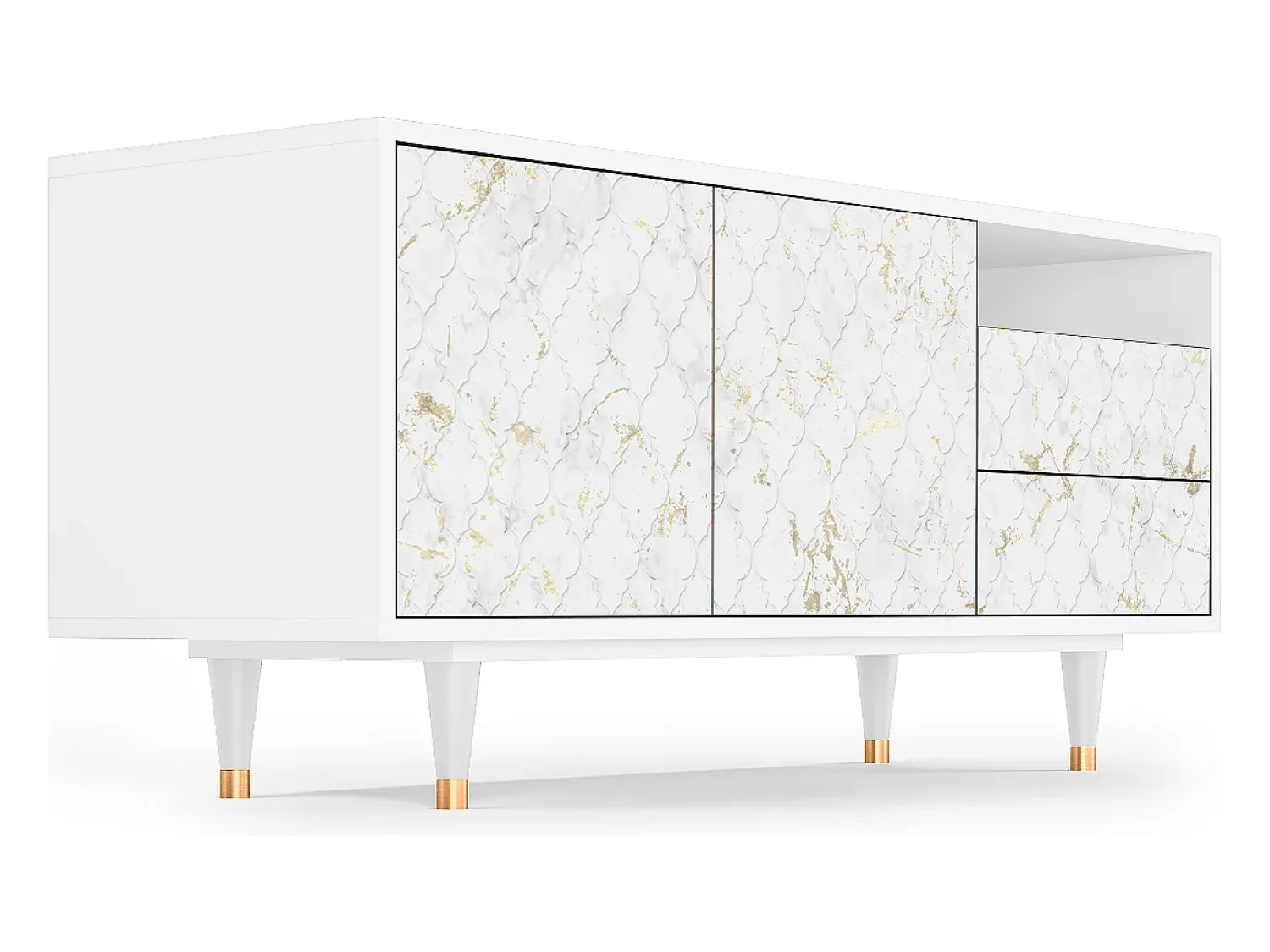 Mueble de TV - 125х56х41 cm - T7 - Sweet Cotton, Branco^ Móvel De Tv