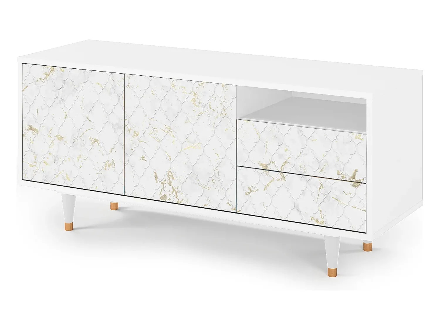 Mueble de TV - 125х56х41 cm - T7 - Sweet Cotton, Branco^ Móvel De Tv