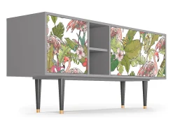 Móvel De Tv| Mueble de TV - 150х69х41 cm - T5 - Sweet Flamingo, Cinza Cinzento