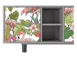 Móvel De Tv| Mueble de TV - 150х69х41 cm - T5 - Sweet Flamingo, Cinza Cinzento