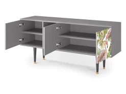 Móvel De Tv| Mueble de TV - 150х69х41 cm - T5 - Sweet Flamingo, Cinza Cinzento