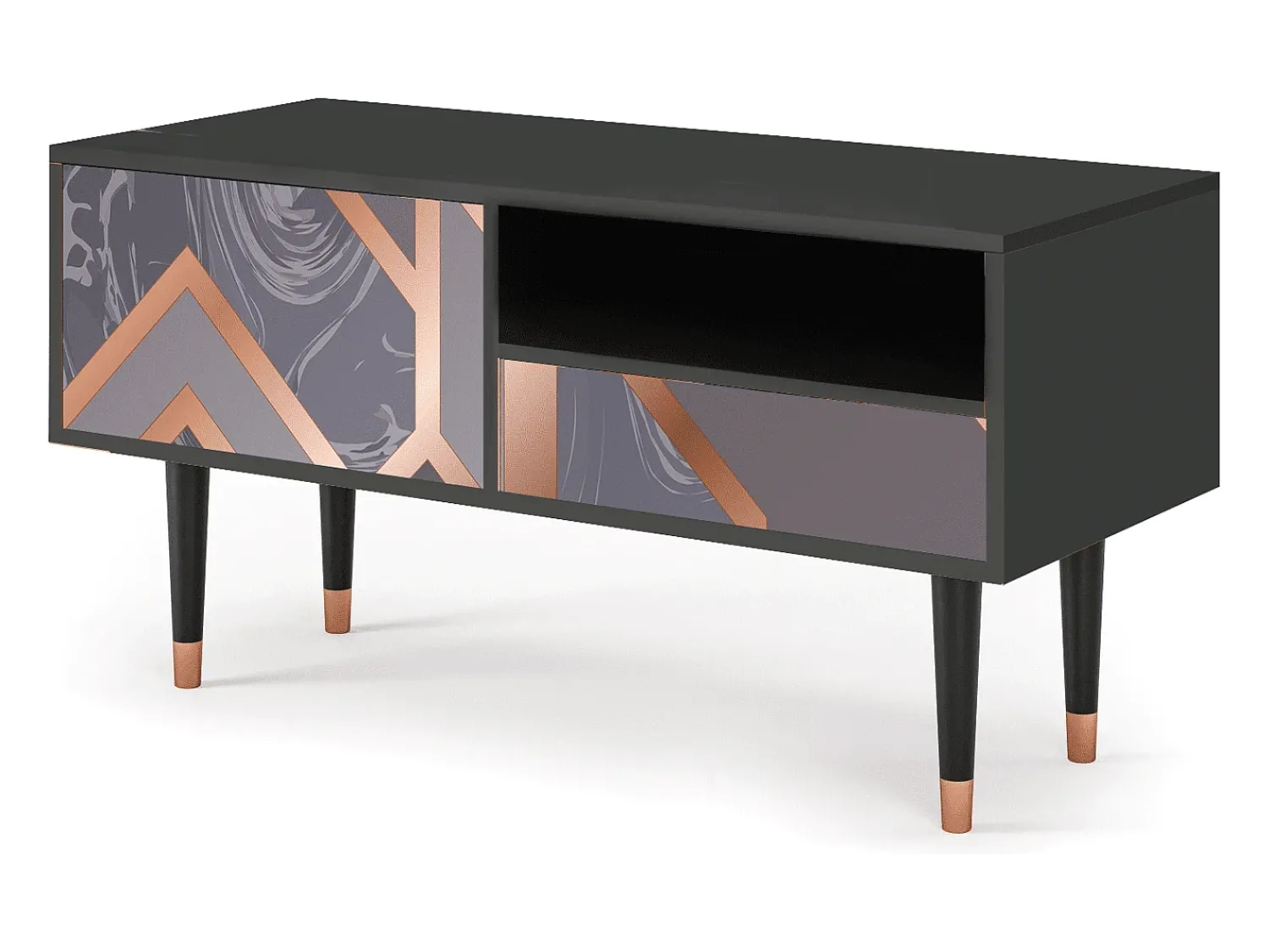 Móvel De Tv| Mueble de TV - 115х59х48 cm - T3 - Taupe Anatomy, Antracite Cinza antracite