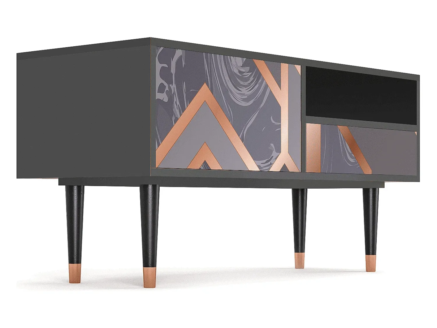 Móvel De Tv| Mueble de TV - 115х59х48 cm - T3 - Taupe Anatomy, Antracite Cinza antracite
