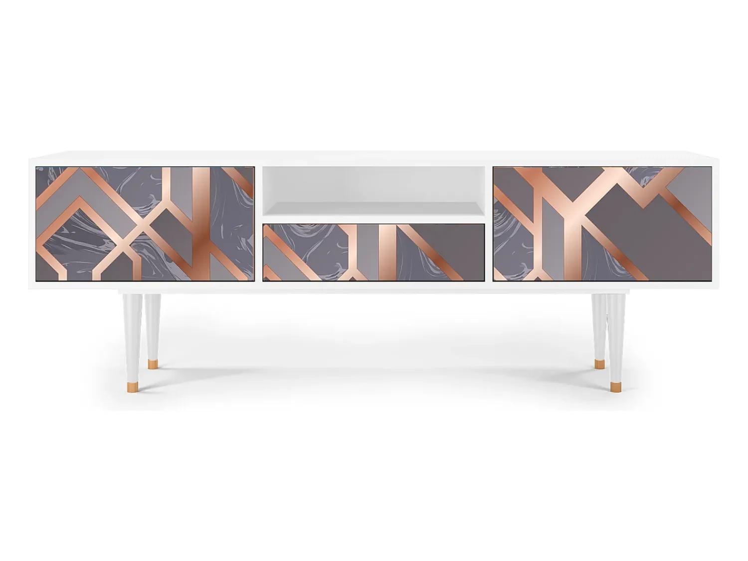 Móvel De Tv| Mueble de TV - 170х59х41 cm - T6 - Taupe Anatomy, Branco Bege