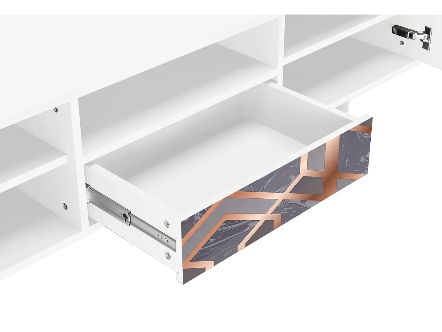Móvel De Tv| Mueble de TV - 170х59х41 cm - T6 - Taupe Anatomy, Branco Bege