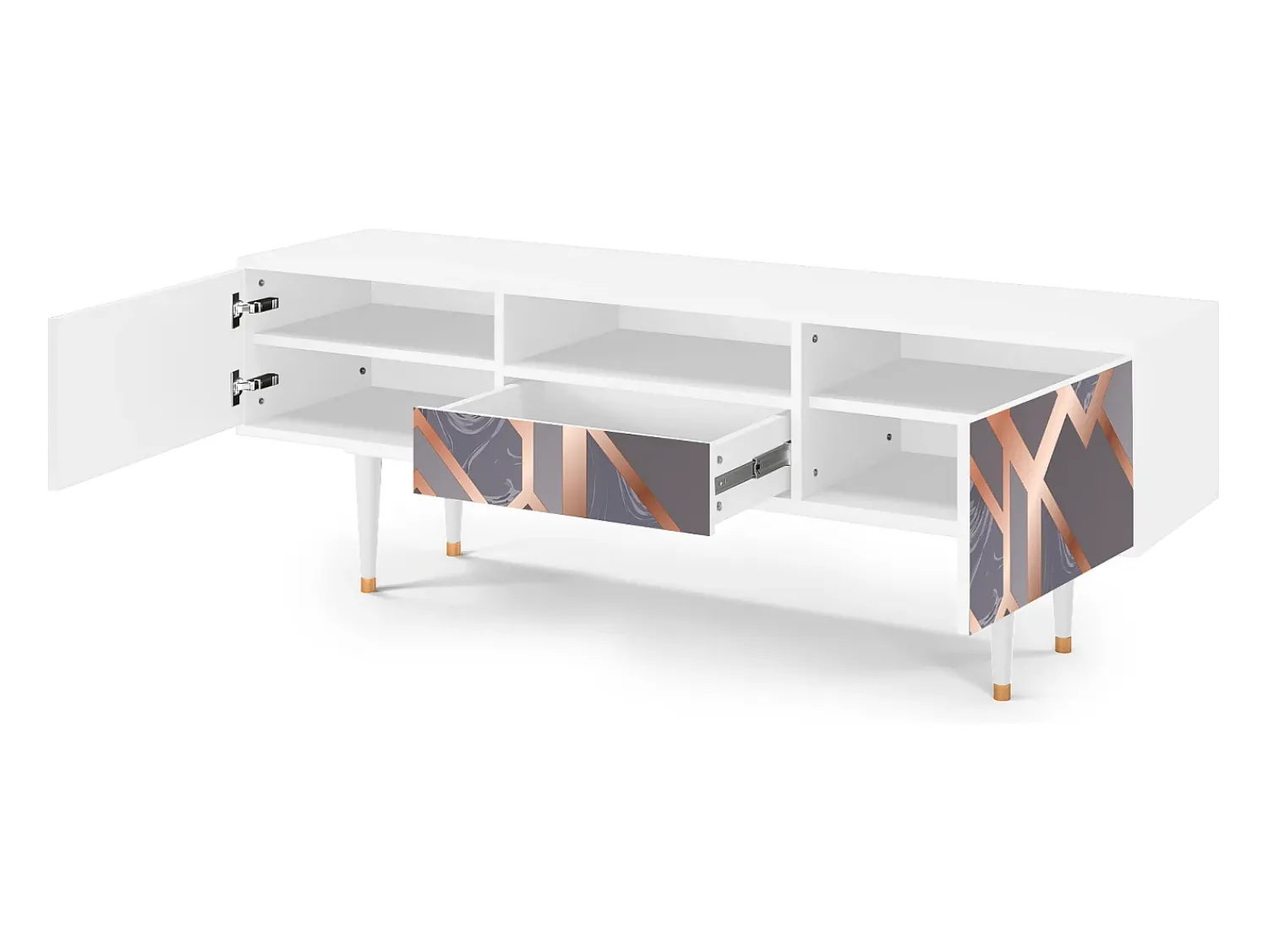 Móvel De Tv| Mueble de TV - 170х59х41 cm - T6 - Taupe Anatomy, Branco Bege