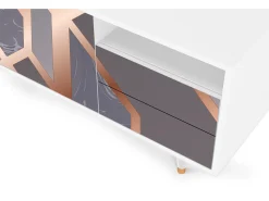 Mueble de TV - 125х56х41 cm - T7 - Taupe Anatomy, Branco Bege