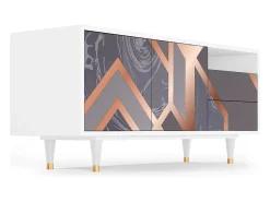 Mueble de TV - 125х56х41 cm - T7 - Taupe Anatomy, Branco Bege
