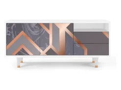 Mueble de TV - 125х56х41 cm - T7 - Taupe Anatomy, Branco Bege