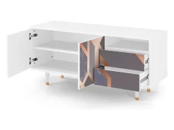 Mueble de TV - 125х56х41 cm - T7 - Taupe Anatomy, Branco Bege