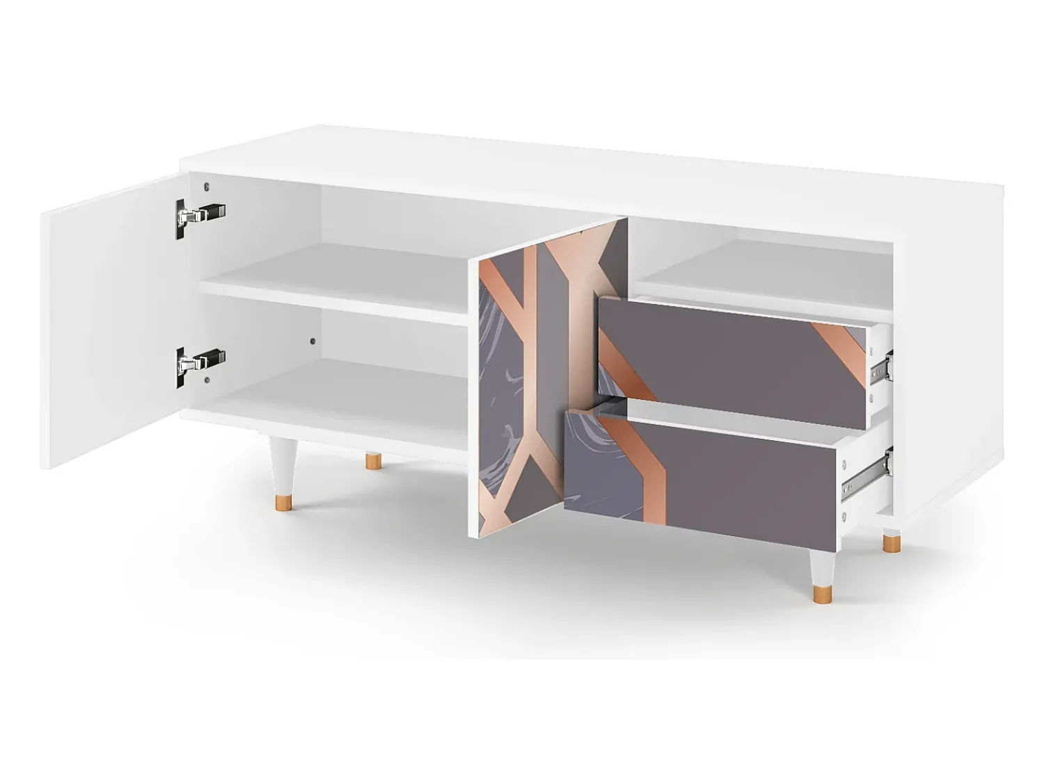 Mueble de TV - 125х56х41 cm - T7 - Taupe Anatomy, Branco Bege