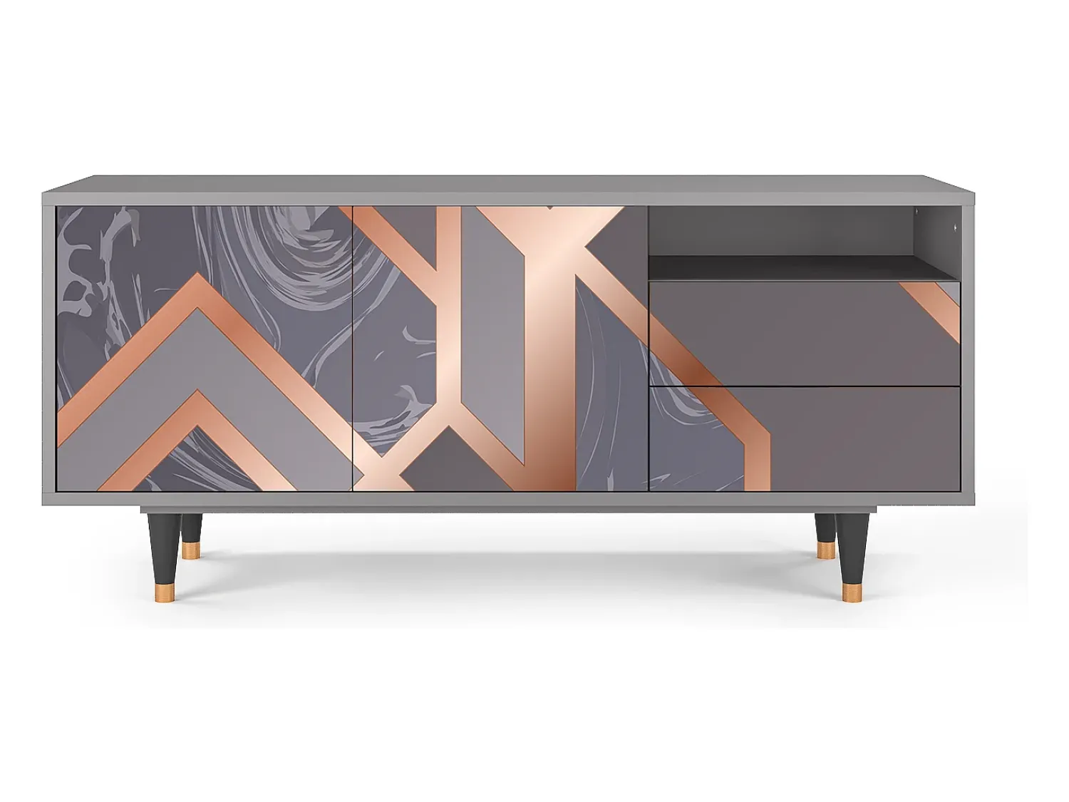 Móvel De Tv| Mueble de TV - 125х56х41 cm - T7 - Taupe Anatomy, Cinza Cinzento