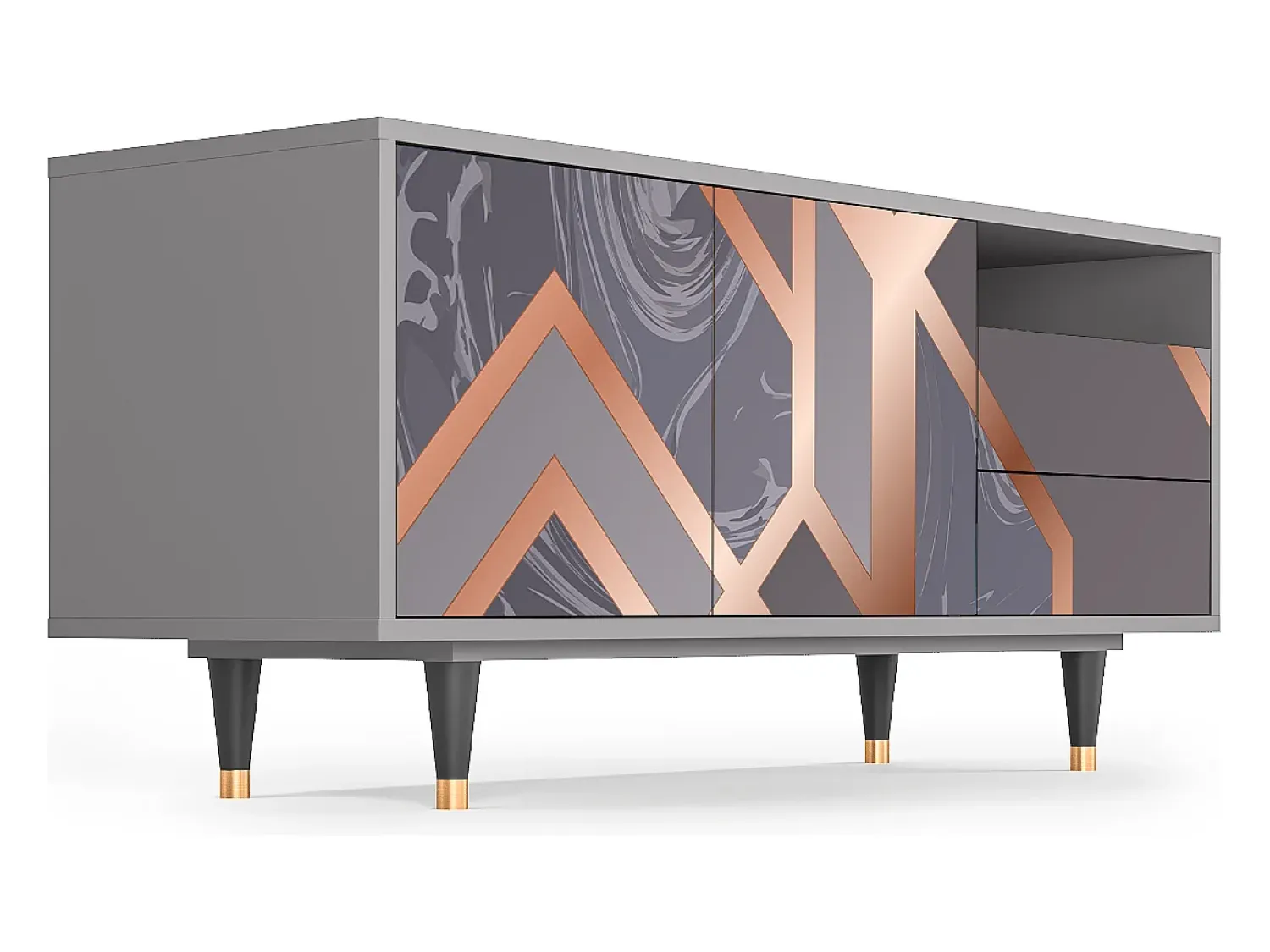 Móvel De Tv| Mueble de TV - 125х56х41 cm - T7 - Taupe Anatomy, Cinza Cinzento