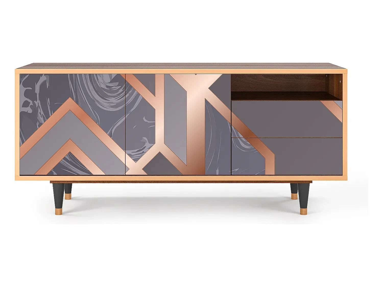 Discount Mueble de TV - 125х56х41 cm - T7 - Taupe Anatomy, Nogueira Castanho