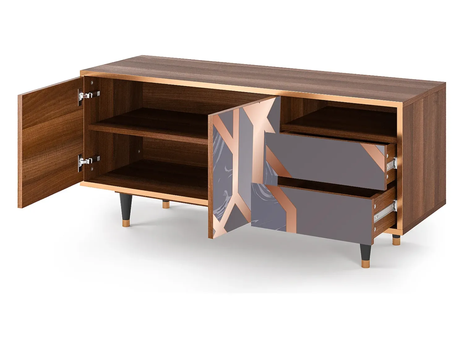 Discount Mueble de TV - 125х56х41 cm - T7 - Taupe Anatomy, Nogueira Castanho