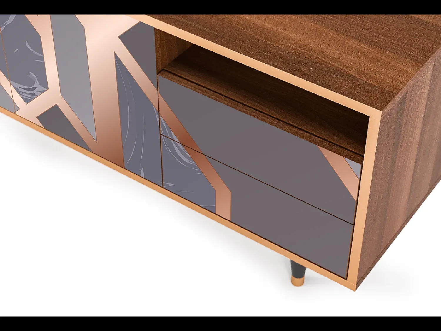 Discount Mueble de TV - 125х56х41 cm - T7 - Taupe Anatomy, Nogueira Castanho