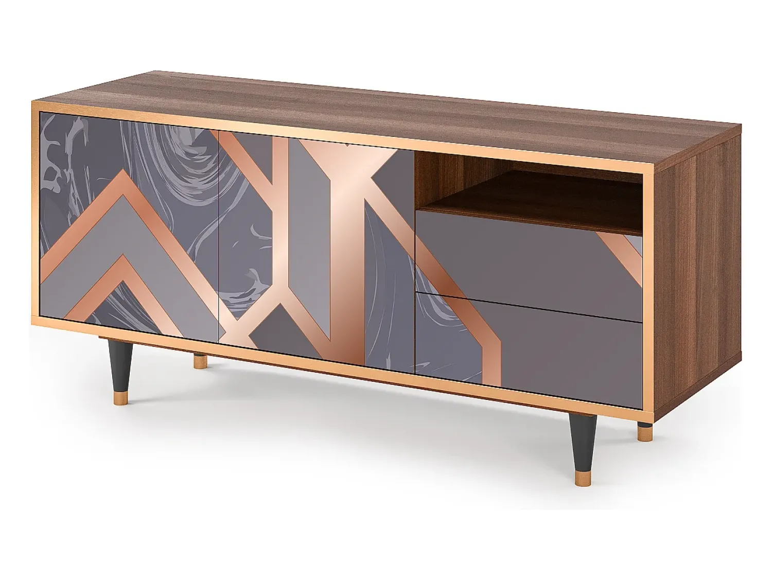 Discount Mueble de TV - 125х56х41 cm - T7 - Taupe Anatomy, Nogueira Castanho