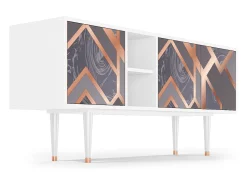 Móvel De Tv| Mueble de TV - 150х69х41 cm - T5 - Taupe Anatomy, Branco Bege