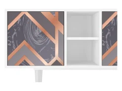 Móvel De Tv| Mueble de TV - 150х69х41 cm - T5 - Taupe Anatomy, Branco Bege